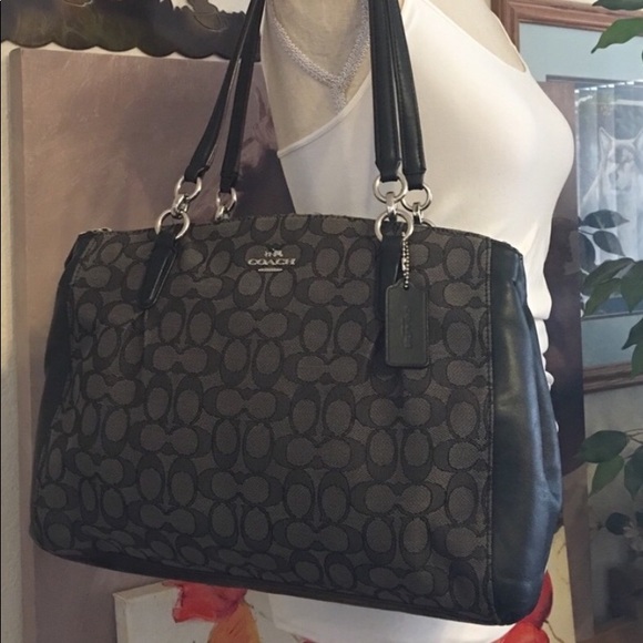 Coach Handbags - Coach soft leather and signature canvas satchel